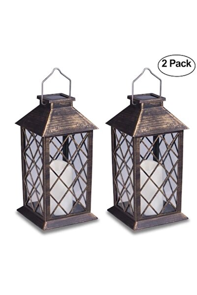 OEM Solar garden lantern, 2 pieces, warm LED, plastic, 5.7x11x5.7 inch