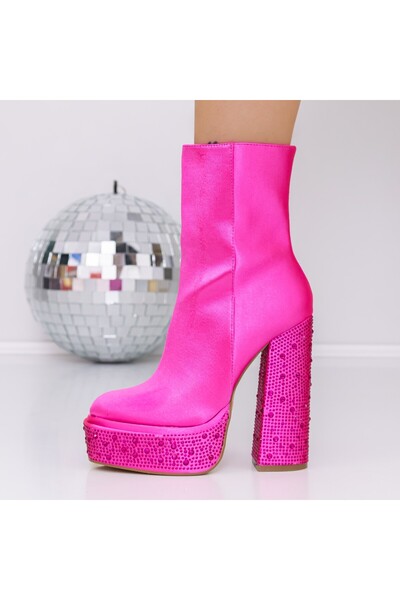 mei Women's Ankle Boots with Thick Heel and Platform 3KV11 Pink