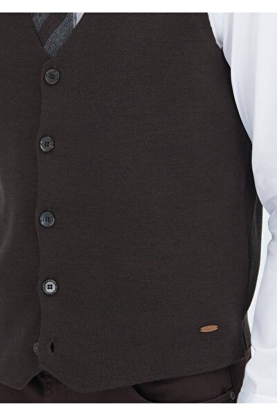 Ramsey Brown Regular Fit V-Neck Casual Knitted Sweater Vest
