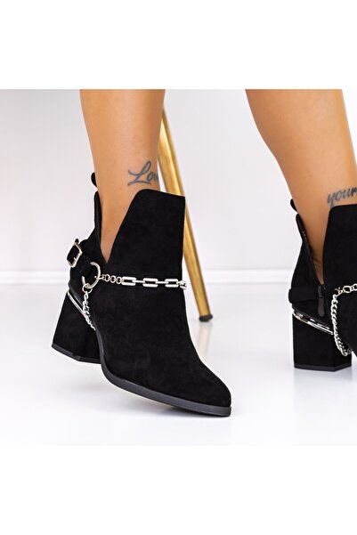 mei Botine Dama cu toc gros 3JF6 Negru