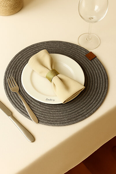 evdeucuz Handmade Natural Jute Supla | Natural Wicker Rope American Service | Handmade Round Table Decor