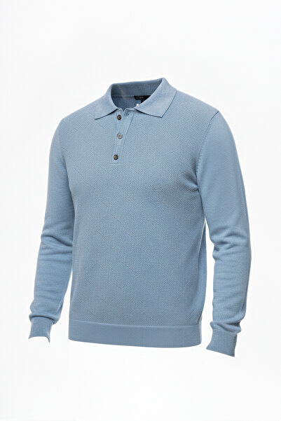 Pulltonic Erkek Desenli Polo Yaka Çıtçıtlı Kazak | %70 Pamuk