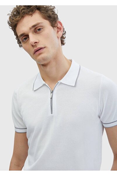 Ramsey White Polo Neck 100% Cotton Knitwear