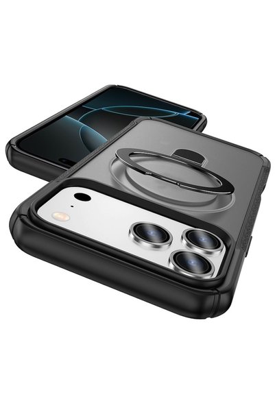 VeReTech Husă de protecție pentru iPhone 17 Pro, inel magnetic reglabil, gri