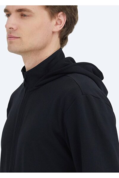 Ramsey Black Hooded Plain Sweatshirt