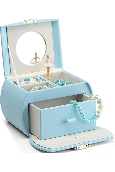 Generic Kids Musical Jewelry Box with Spinning Ballerina Drawer & Lock, DIY Stickers Girls Gift