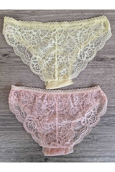 LİA Underwear Women's Lace Bikini Panties 2 Pack