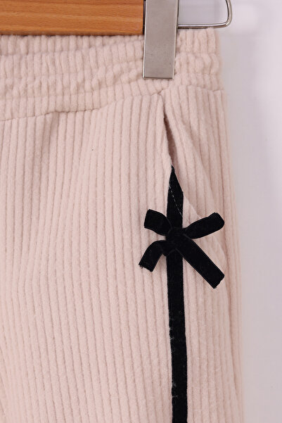 monox Σετ κοτλέ φλις με λεπτομέρεια κορδέλας για κορίτσια