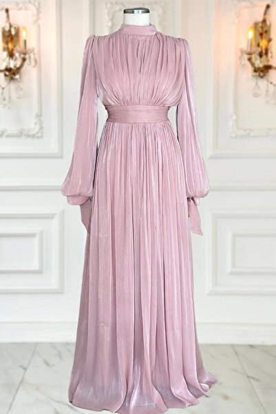 Amine Hüma Nida Abiye Elbise Pudra