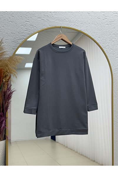 MİHRA STORE Alandra Two Thread Plain Sweat-Zİ3088 Ανθρακίτης