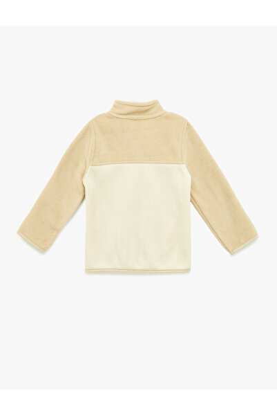 Koton Long Sleeve Mock Neck Zippered Fleece Sweatshirt