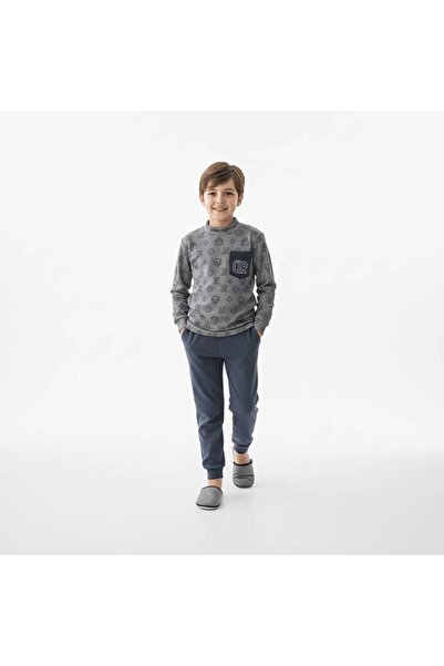 alqarat "Continents" Juniors Tiger Print Pocket Detail T-shirt and Pajama Set