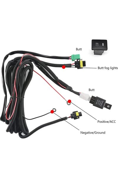 Generic Toyota FJ Cruiser Front Fog Lamp Kit, Wiring, 2007-2017, 2 Pcs Yellow Light, Black
