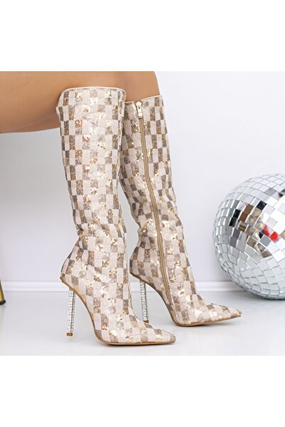 mei Women's Boots with Thin Heel 3ZW7 Gold