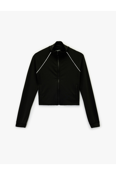 Koton guler ridicat Manecă lungă cu vipușcă Fermoar Sport Swea tricou