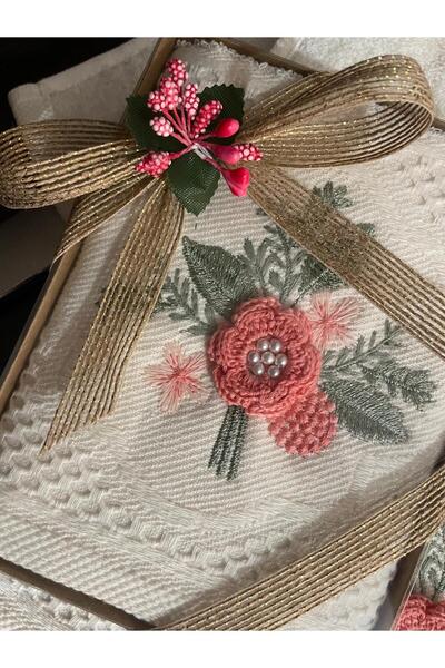 ELİŞİ MODA Boxed, Decorated, Gift-Quality Towels, Very Stylish, High Quality, Showcase-Worthy 6-Piece Towel Set