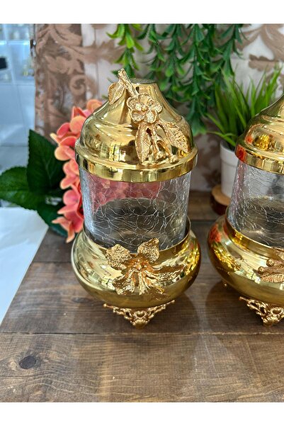 Bahar Home Interlife Cracked Model 4-Piece Gold Spice Set