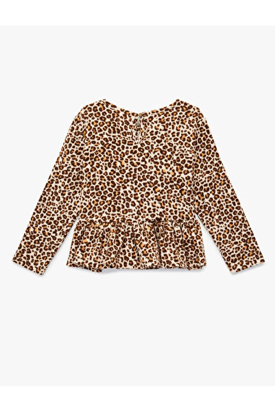Koton Leopard Print Long Sleeve Crew Neck T-Shirt
