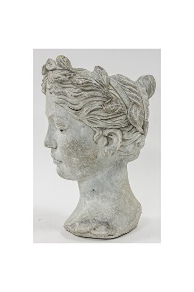 DecoDepot Stone planter, woman's head shape, grey, 35x22 cm