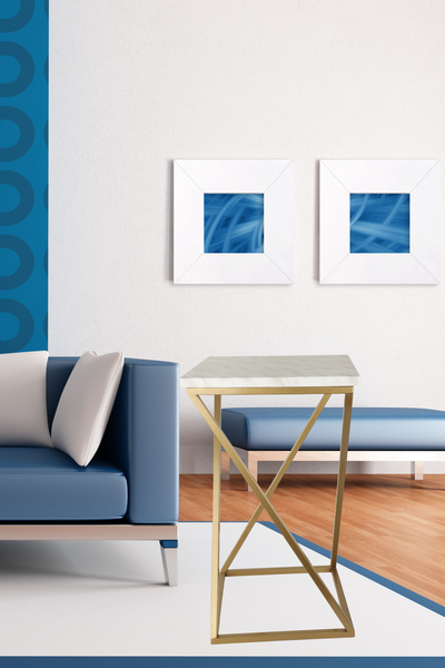 Begüsa Zeta Sehpa Eskitme Mermer Ahşap