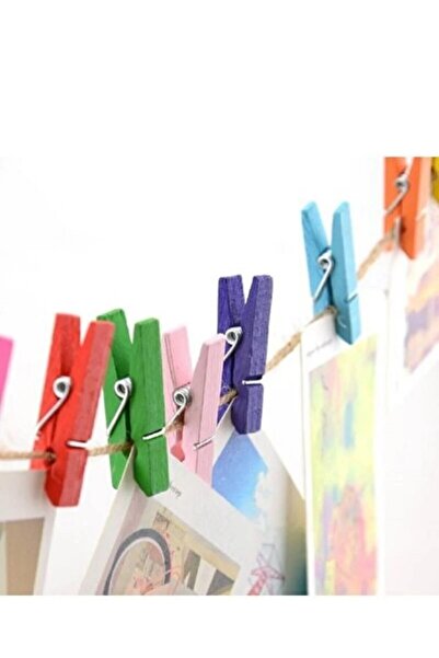 KütükOn Küçük Renkli Mandal 15 Li Paket Mini Ahşap Mandal Dekoratif Süsleme Ahşap Mandal Fotoğraf Mandalı