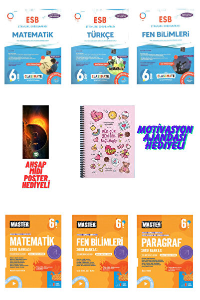 Okyanus Yayınları 6.Sınıf Classmate+Master Matematik+Fen ve Paragraf Soru Mot...