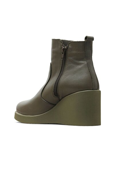 Bueno Shoes Khaki Leather Women's Wedge Heeled Boots 01Wz8301