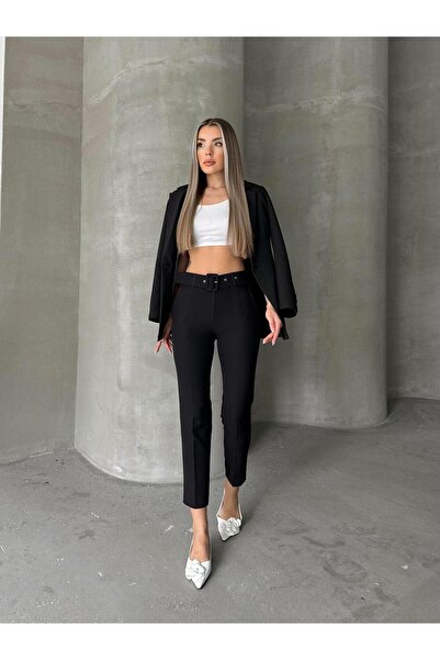 SEDA FİDAN BOUTIQUE Kemerli Havuç Pantolon Siyah