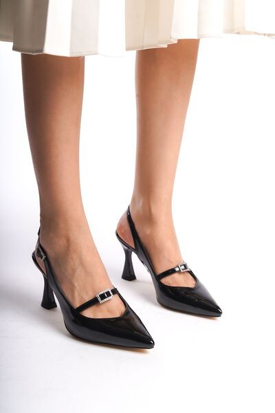 FEMME Pavlova Women's Thin Heel Pointed Toe Buckle Open Back Stiletto Shoes