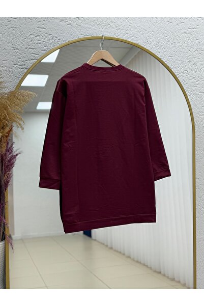 MİHRA STORE Alandra Two Thread Plain Sweat-Zİ3088 Βουργουνδίας