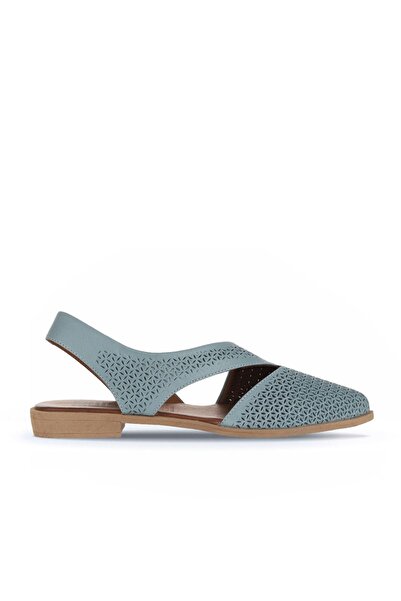Bueno Shoes Μπλε Δερμάτινα Γυναικεία Flat Σανδάλια 01wa9202