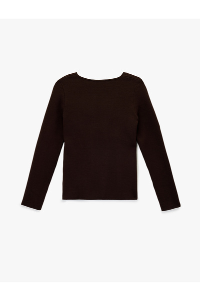 Koton Πλεκτή ζακέτα με μακρύ μανίκι με λαιμόκοψη σε σχήμα V με κουμπιά από βισκόζη