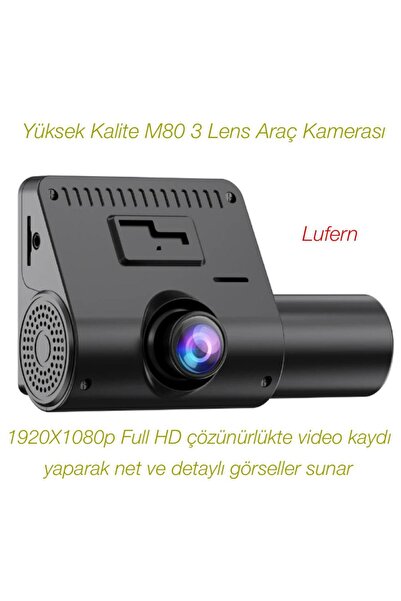 Lufern Yüksek Kaliteli M80 3 Lens Araç Kamerası Gece Görüş Video Kaydı Blueto...
