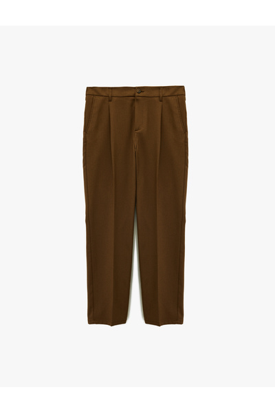 Koton Comfortable Fit Viscose Blend Pocketed Pleated Fabric Pants