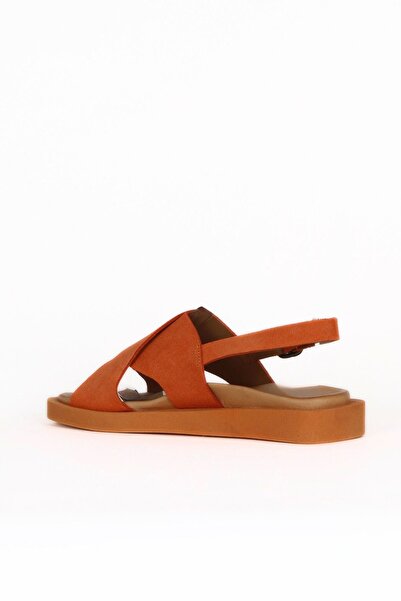 Bueno Shoes Orange Alf Suede Women's Flat Sandals 01Wa5404