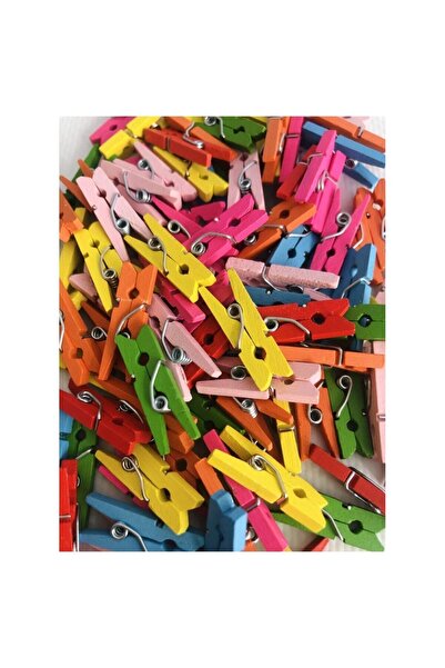 KütükOn Küçük Renkli Mandal 15 Li Paket Mini Ahşap Mandal Dekoratif Süsleme A...