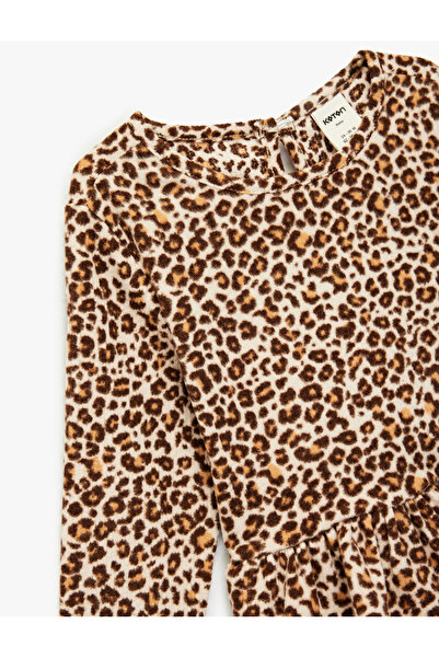 Koton Leopard Print Long Sleeve Crew Neck T-Shirt