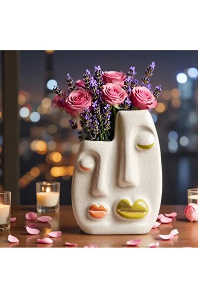 Heaven Earth Çift Yüzlü Modern Beton Saksı – Dekoratif Minimal Tasarım Vazo (...