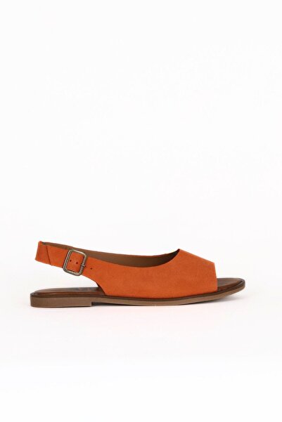 Bueno Shoes Orange Alf Suede Women's Flat Sandals 01Wa5709