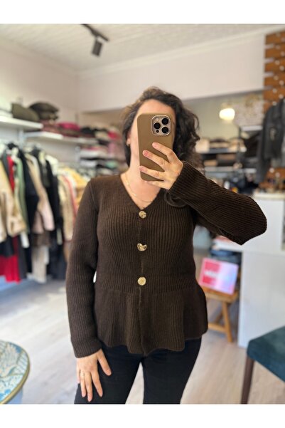 ALVWOMAN V-Neck Ruffle Cardigan