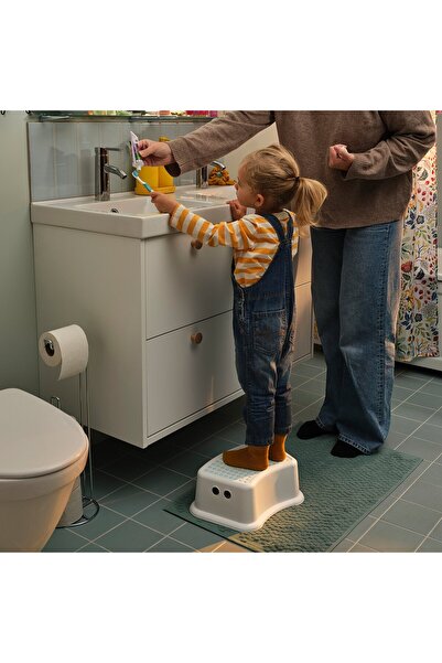 IKEA FÖRSIKTIG (Careful) children's stool, white/turquoise