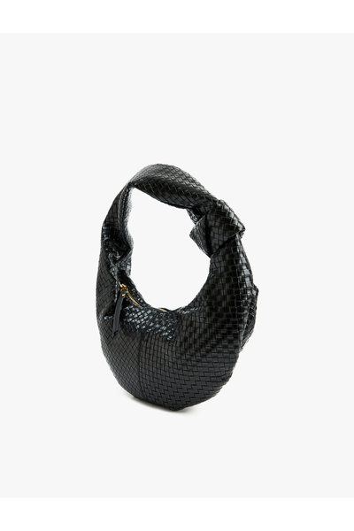 Koton Faux Leather Knitted Textured Knot Detailed Shoulder Bag