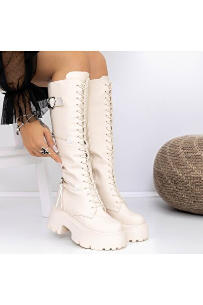 mei Γυναικείες Μπότες Πλατφόρμας 3WL18 Μπεζ