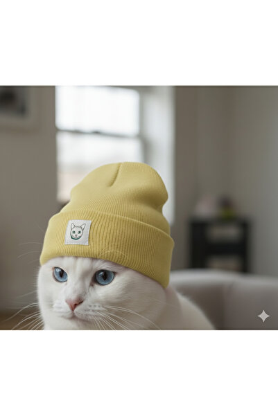 MEOW Winter Wool Cat Label Unisex Foldable Beanie