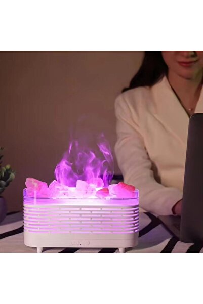 Zefira Essential oil diffuser with warm light and Himalayan salt crystals