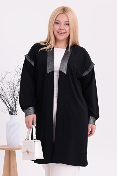 Siyezen Plus Size Silver Gilt Detailed Cardigan