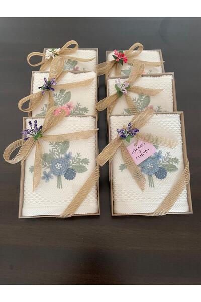 ELİŞİ MODA Boxed, Decorated, Gift-Quality Towels, Very Stylish, High Quality, Showcase-Worthy 6-Piece Towel Set