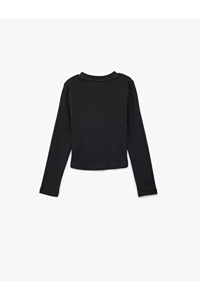 Koton Long Sleeve Stone Detailed Crew Neck Printed T-Shirt