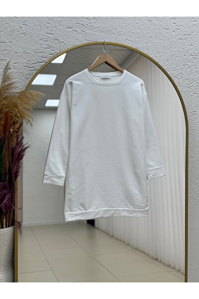 MİHRA STORE Alandra Two Thread Plain Sweat-Zİ3088 Λευκό