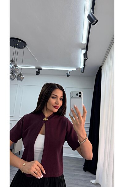 Daves Burgundy Knitted Blouse with Button Detail on the Front